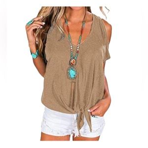 Ladmous size large off shoulder white v-neck top soft & stretchy good condition